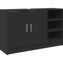 vidaXL Wastafelkast 90x29x55 cm bewerkt hout zwart