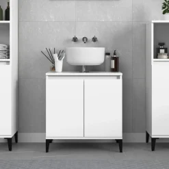 vidaXL Wastafelkast 58x33x60 cm bewerkt hout wit