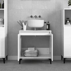 vidaXL Wastafelkast 58x33x60 cm bewerkt hout wit