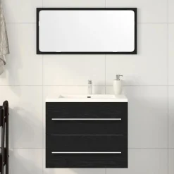 vidaXL Wastafelkast 60x38,5x48 cm spaanplaat zwart eikenkleurig