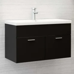 vidaXL Wastafelkast 80x38,5x46 cm bewerkt hout zwart