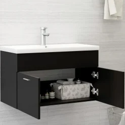 vidaXL Wastafelkast 80x38,5x46 cm bewerkt hout zwart