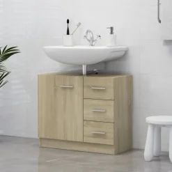 vidaXL Wastafelkast 63x30x54 cm bewerkt hout sonoma eikenkleurig