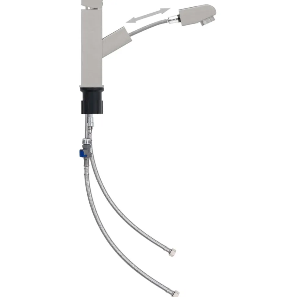 vidaXL Wastafelkraan met uittrekfunctie 157x172 mm zilverkleurig