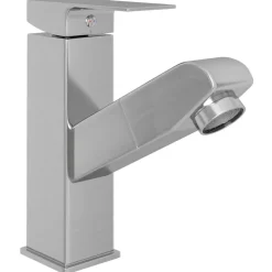 vidaXL Wastafelkraan met uittrekfunctie 157x172 mm zilverkleurig