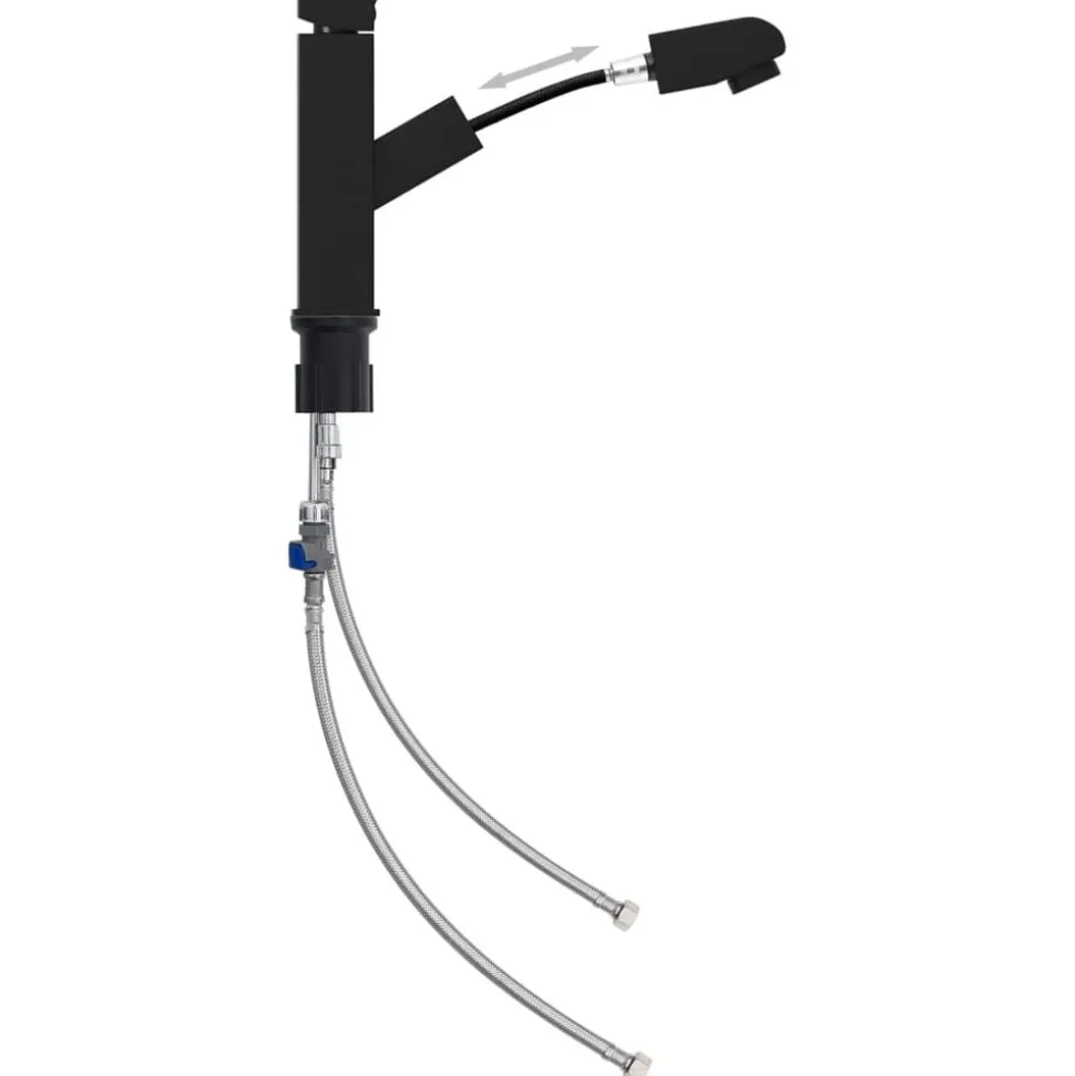 vidaXL Wastafelkraan met uittrekfunctie 157x172 mm zwart