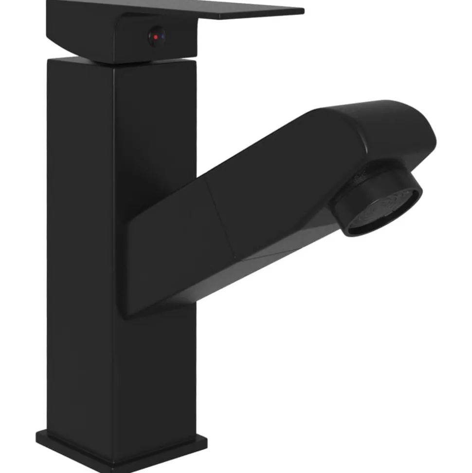 vidaXL Wastafelkraan met uittrekfunctie 157x172 mm zwart