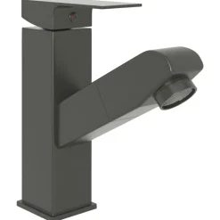 vidaXL Wastafelkraan met uittrekfunctie 157x172 mm grijs