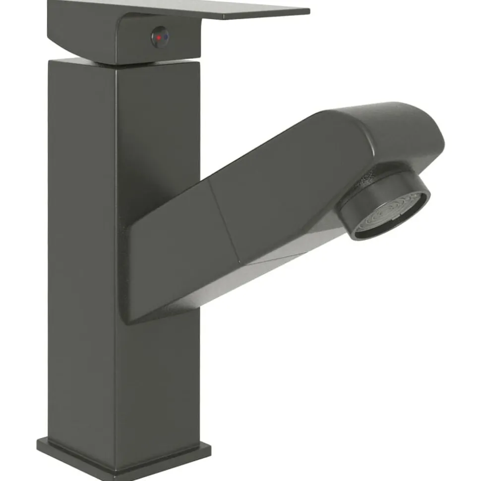 vidaXL Wastafelkraan met uittrekfunctie 157x172 mm grijs