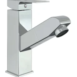 vidaXL Wastafelkraan met uittrekfunctie 157x172 mm verchroomd
