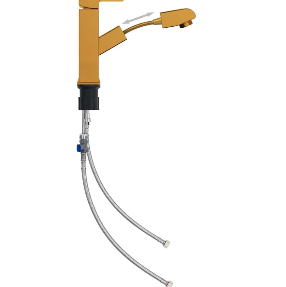 vidaXL Wastafelkraan met uittrekfunctie 157x172 mm goudkleurig
