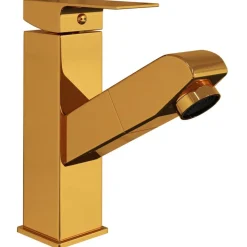 vidaXL Wastafelkraan met uittrekfunctie 157x172 mm goudkleurig