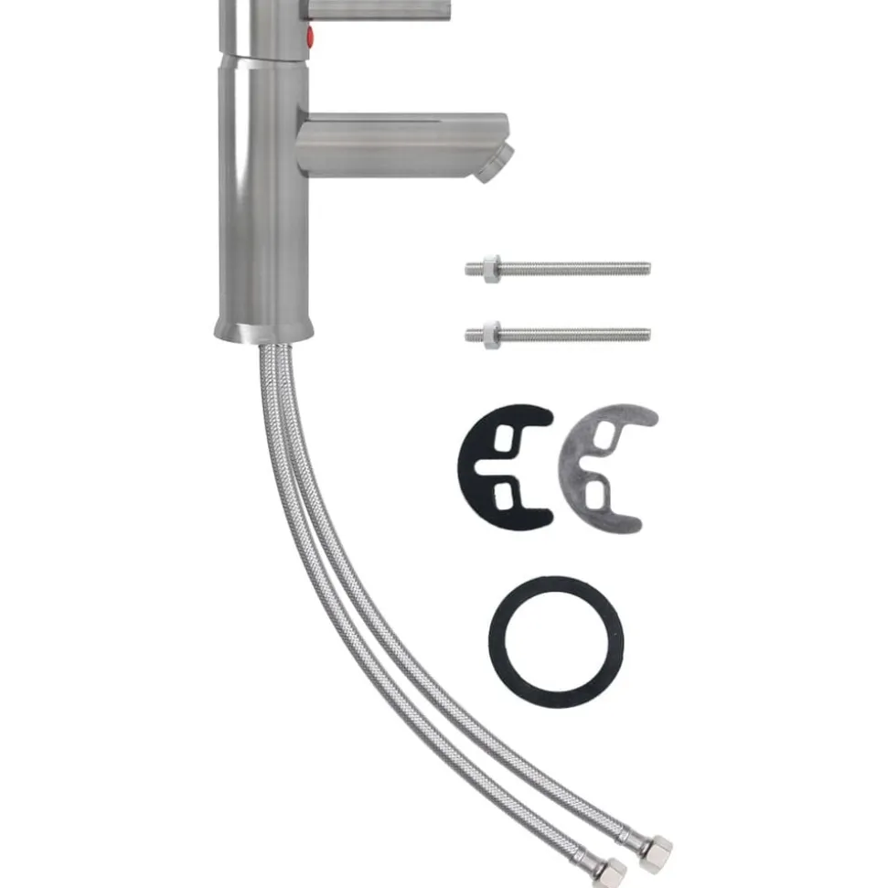 vidaXL Wastafelkraan 130x176 mm zilverkleurig