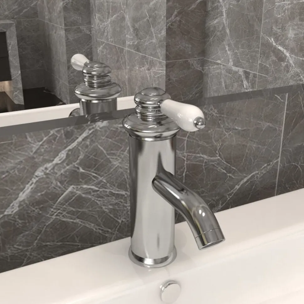 vidaXL Wastafelkraan 130x180 mm zilverkleurig