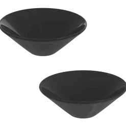 vidaXL Wastafels 2 st Ø42x14 cm keramiek glanzend zwart