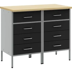 vidaXL Werk kast met lade 2 pcs Zwart en Grijs 100 x 55 x 85 cm