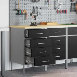 vidaXL Werk kast met lade 2 pcs Zwart en Grijs 100 x 55 x 85 cm