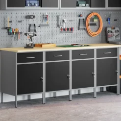 vidaXL Werk kast met lade 4 pcs Zwart en Grijs 200 x 55 x 85 cm