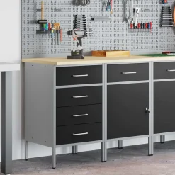 vidaXL Werk kast met lade 2 pcs Zwart en Grijs 100 x 55 x 85 cm