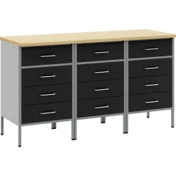 vidaXL Werk kast met lade 3 pcs Zwart en Grijs 150 x 55 x 85 cm
