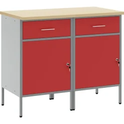 vidaXL Werk kast met lade 2 pcs Rood en Grijs 100 x 55 x 85 cm