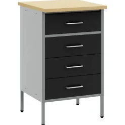 vidaXL Werkbank met lade met opslag Zwart en Grijs 50 x 55 x 85 cm