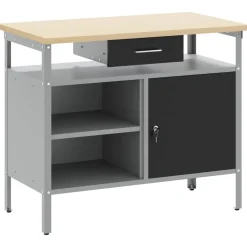 vidaXL Werkbank met lade met plank Zwart en Grijs 100 x 55 x 85 cm