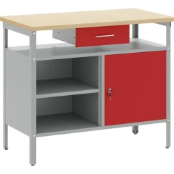vidaXL Werkbank met lade met plank Rood en Grijs 100 x 55 x 85 cm