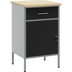 vidaXL Werkbank met lade met opslag Zwart en Grijs 50 x 55 x 85 cm