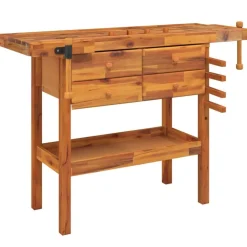 vidaXL Werkbank met lades en bankschroeven 124x52x83 cm acaciahout