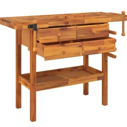 vidaXL Werkbank met lades en bankschroeven 124x52x83 cm acaciahout