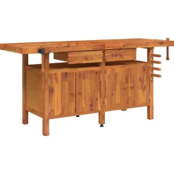 vidaXL Werkbank met lades en bankschroeven 192x62x83 cm acaciahout