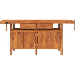 vidaXL Werkbank met lades en bankschroeven 192x62x83 cm acaciahout