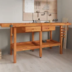 vidaXL Werkbank met lades en bankschroeven 192x62x83 cm acaciahout