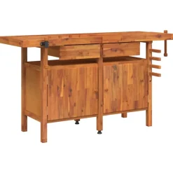 vidaXL Werkbank met lades en bankschroeven 162x62x83 cm acaciahout