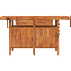 vidaXL Werkbank met lades en bankschroeven 162x62x83 cm acaciahout