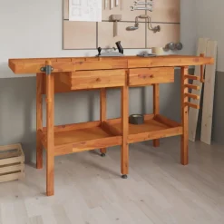 vidaXL Werkbank met lades en bankschroeven 162x62x83 cm acaciahout