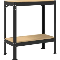 vidaXL Werkbank met plank Zwart 81 x 41 x 91 cm Bewerkt hout en metaal