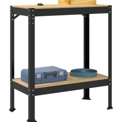 vidaXL Werkbank met plank Zwart 81 x 41 x 91 cm Bewerkt hout en metaal