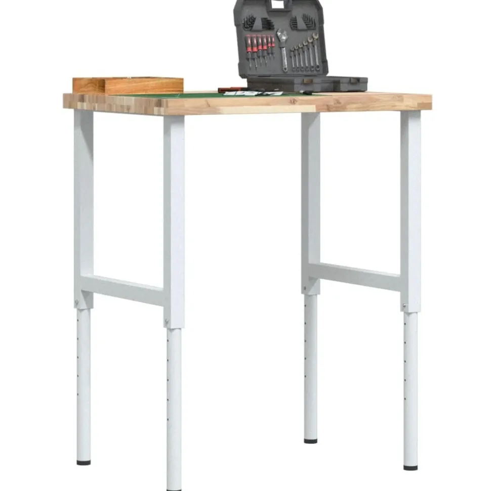 vidaXL Werkbank rechthoekig 80x60x(73-99,5) cm massief acaciahout