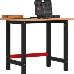 vidaXL Werkbank rechthoekig 100x60x81,5 cm massief beukenhout