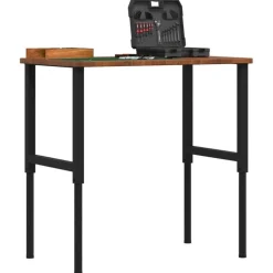 vidaXL Werkbank rechthoek 100x60x(71,5-98) cm eikenhout donkerbruin