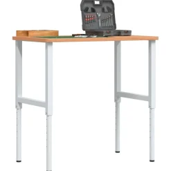 vidaXL Werkbank rechthoekig 100x60x(71,5-98) cm massief beukenhout
