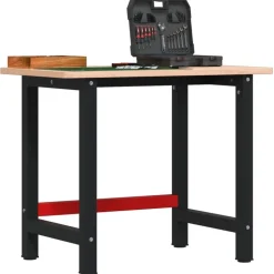 vidaXL Werkbank rechthoekig 100x60x81,5 cm massief beukenhout
