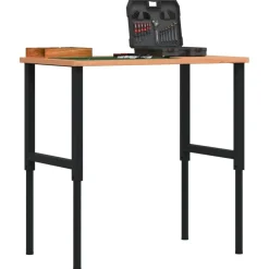 vidaXL Werkbank rechthoekig 100x60x(71,5-98) cm massief beukenhout