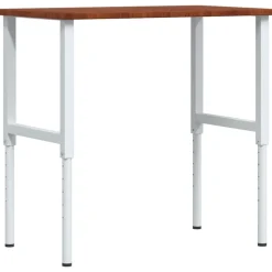 vidaXL Werkbank rechthoek 100x60x(71,5-98) cm eikenhout donkerbruin