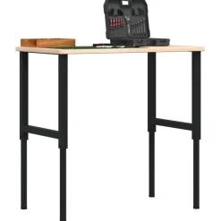 vidaXL Werkbank rechthoekig 100x60x(71,5-98) cm massief eikenhout