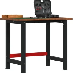 vidaXL Werkbank rechthoek 100x60x81,5 cm massief eikenhout donkerbruin
