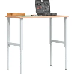 vidaXL Werkbank rechthoekig 100x60x(71,5-98) cm massief beukenhout