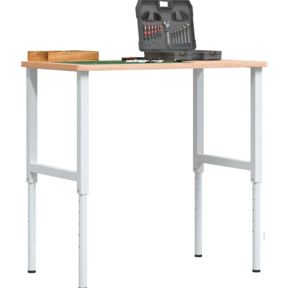 vidaXL Werkbank rechthoekig 100x60x(71,5-98) cm massief beukenhout